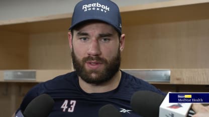 Jakob Chychrun celebrates a goal for the Washington Capitals
