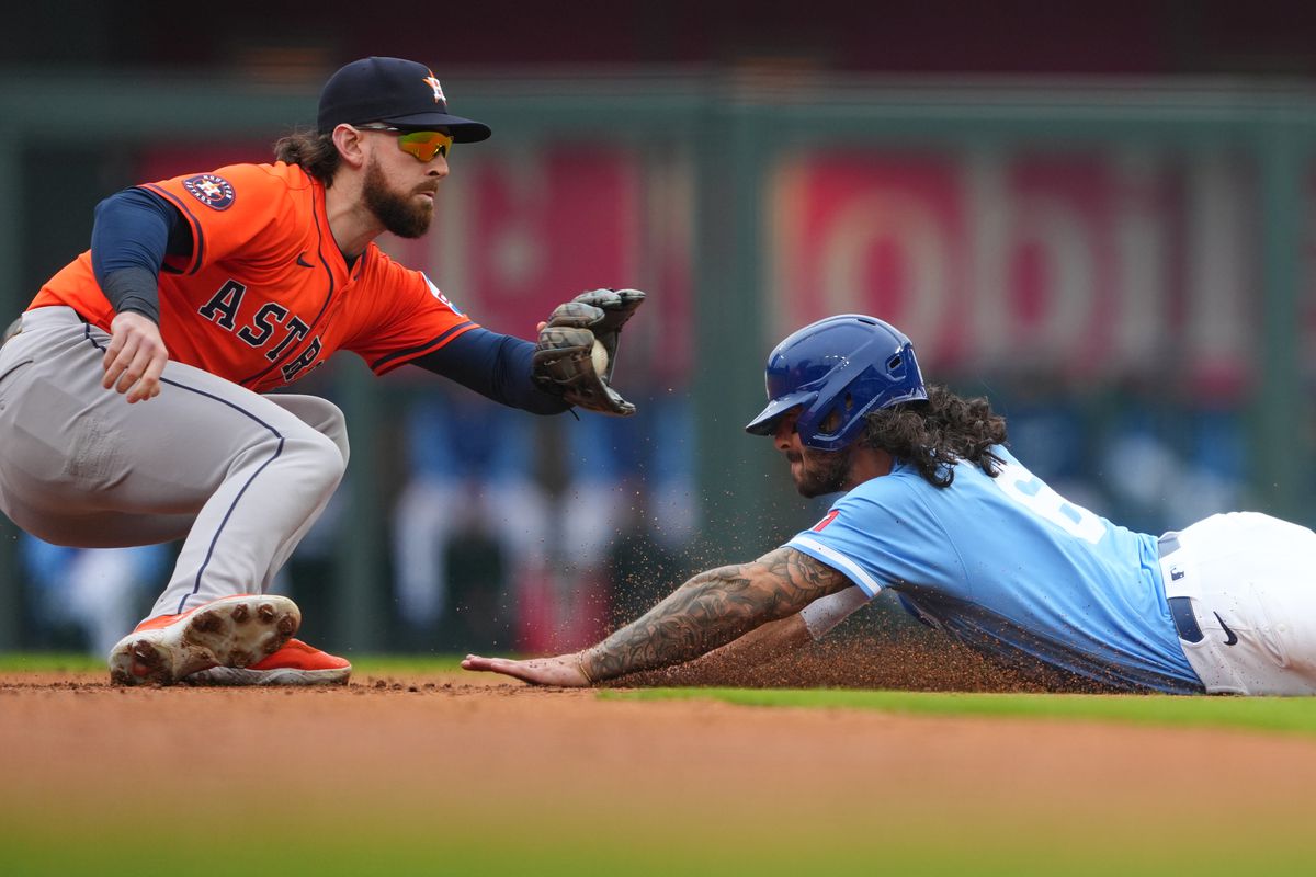 royals vs astros MLB action at Daikin Park