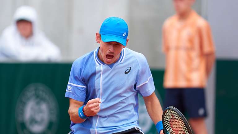 Tommy Paul focused in a Rome Masters match