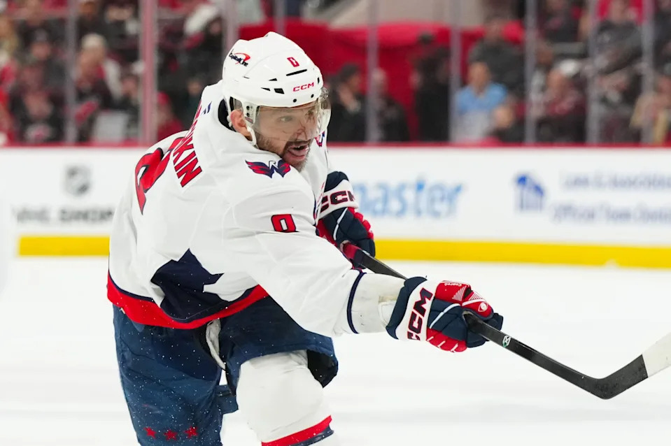 Alex Ovechkin in playoff action against the Hurricanes