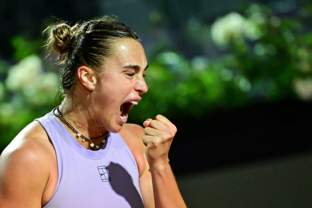 Marta Kostyuk in action during her match at the Rome Open
