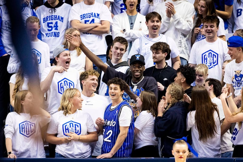 AJ Dybantsa smiling after a game at BYU