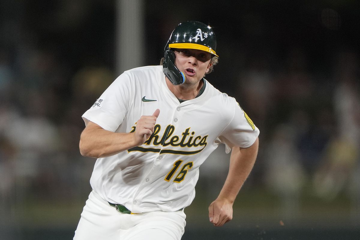 Nick Kurtz prepares for a game with the Oakland Athletics