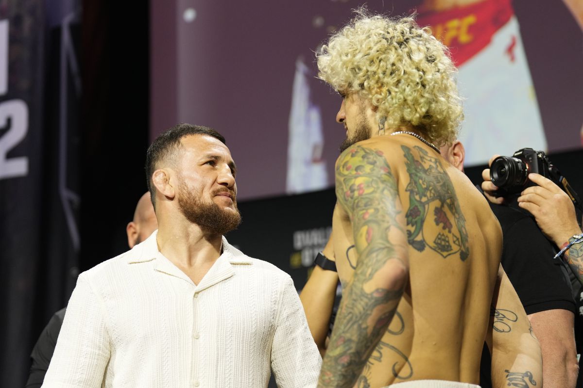 UFC 316 main event fighters face off before their title bout in Newark