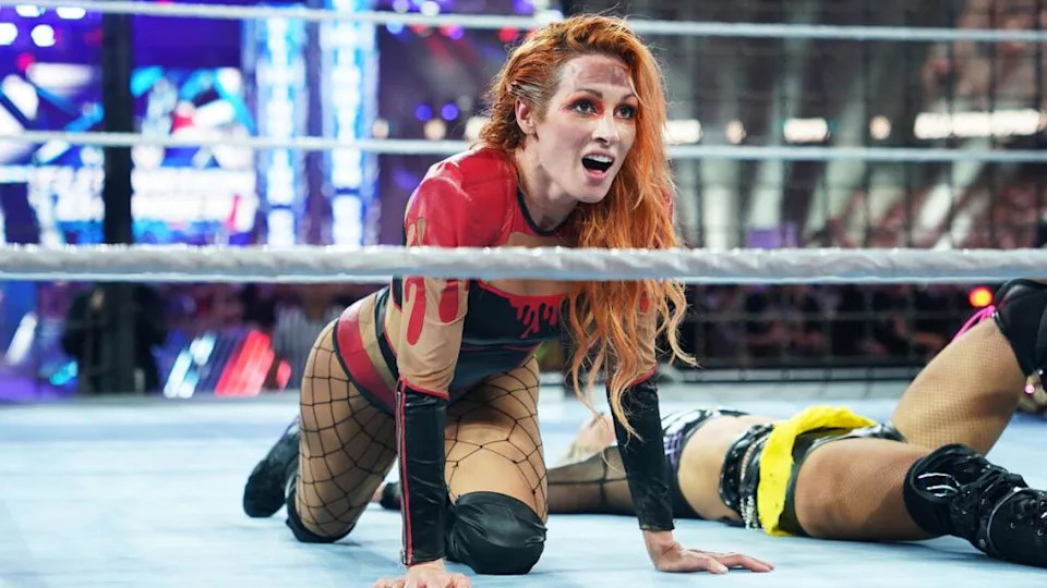 Happy Gilmore 2 cast featuring WWE star Becky Lynch and Adam Sandler on set