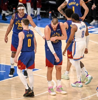 OKC Thunder players celebrate playoff win