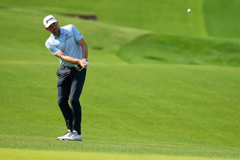 PGA Championship 2025 leaderboard and crowd at Quail Hollow
