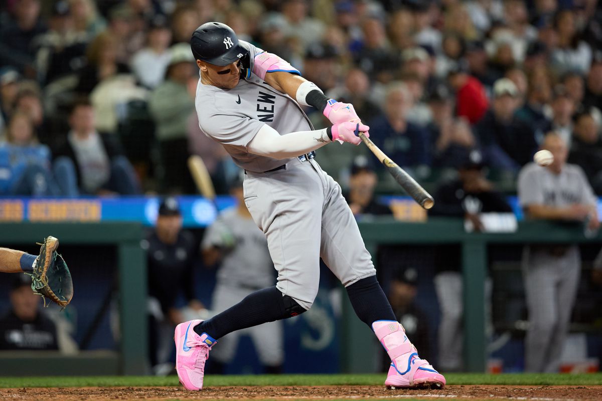Aaron Judge celebrates after his home run leads the Yankees to victory
