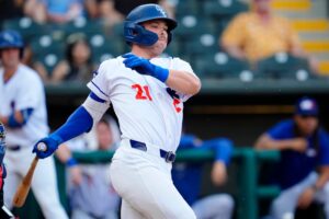 Austin Barnes in Dodgers gear behind the plate