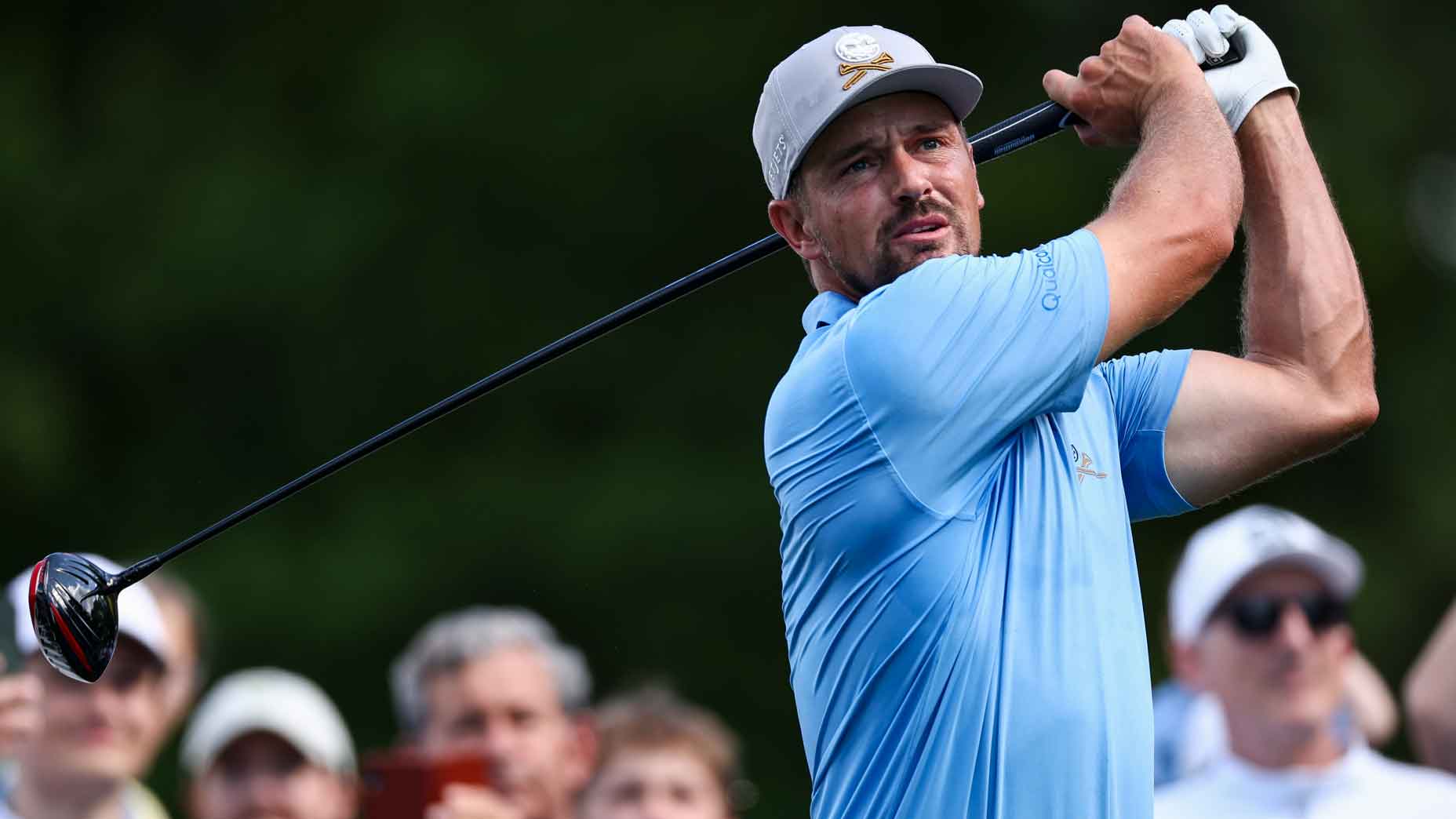 Rory McIlroy lines up a shot during the PGA Championship
