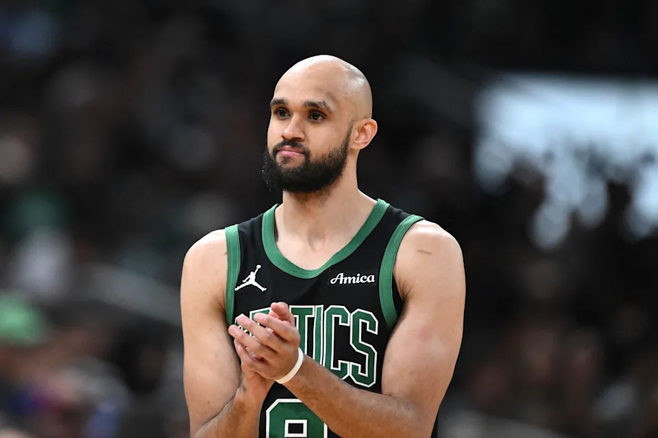 Celtics players celebrating a playoff win