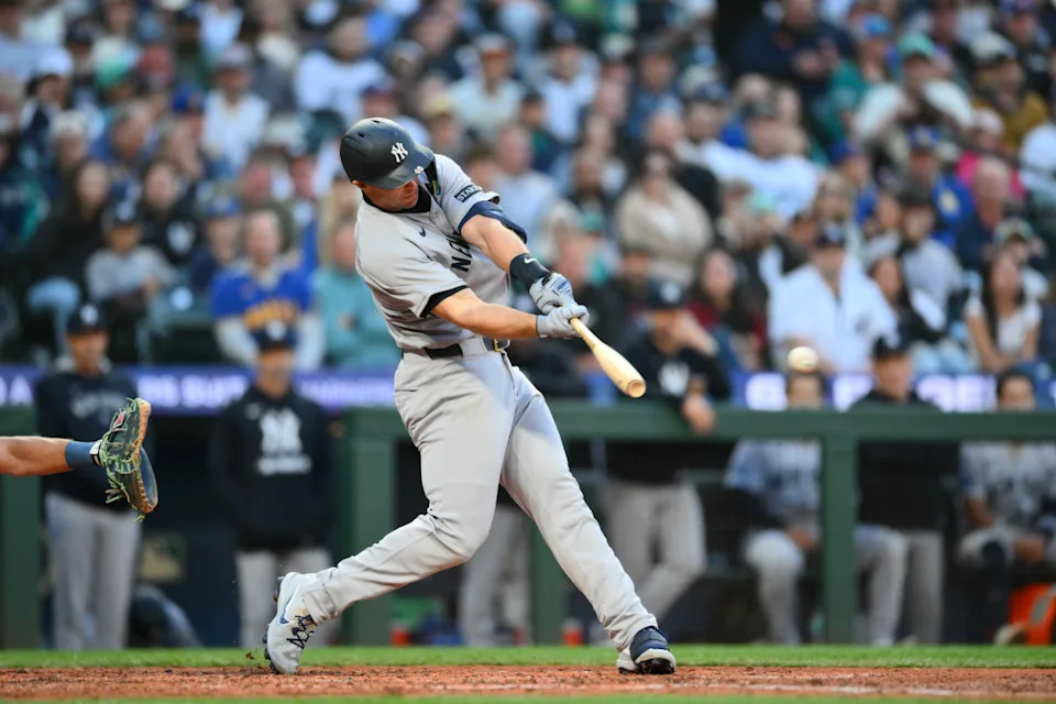 Paul Goldschmidt celebrates after his game-tying home run for the Yankees