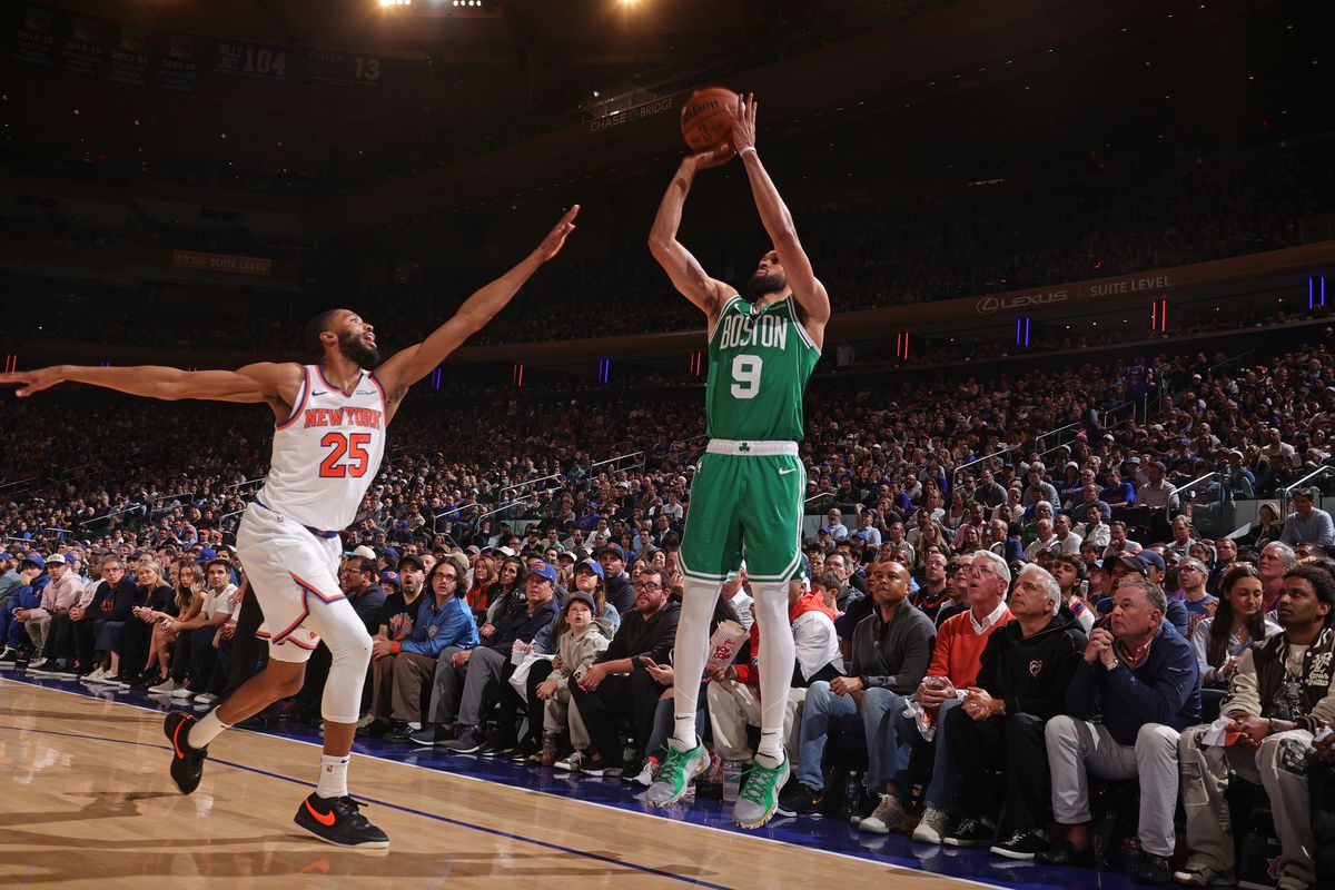 Derek White celebrates a key playoff moment for the Boston Celtics