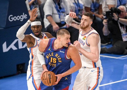 Denver Nuggets forward mpj attempts a three-pointer in a playoff game