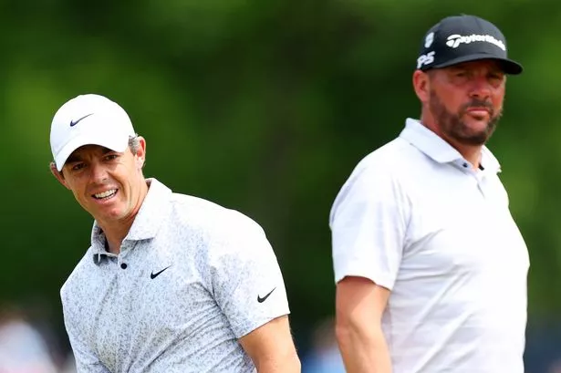 Michael Block celebrates after sinking his famous hole-in-one at the 2023 PGA Championship