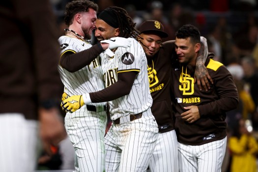 Fernando Tatis Jr. celebrates his walk-off home run for the San Diego Padres