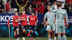 Imagen del partido Osasuna - Atlético Madrid con celebración rojilla