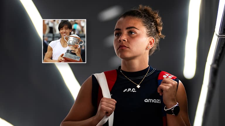 Jasmine Paolini competing at the WTA, representing Italian tennis pride