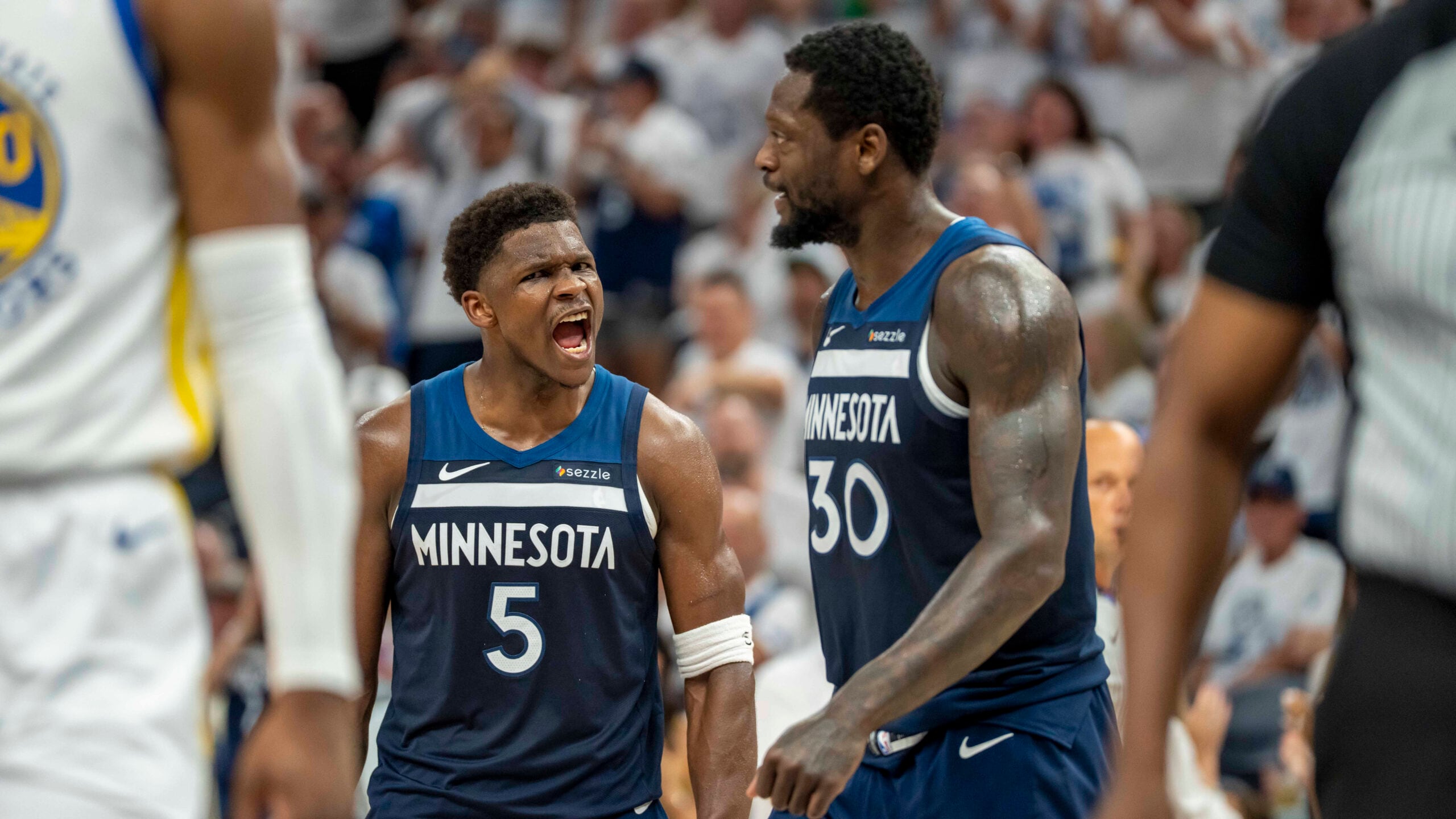 Western Conference Finals action shot, Timberwolves vs. Warriors