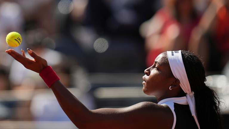 Gauff celebrates a tough win at the Italian Open