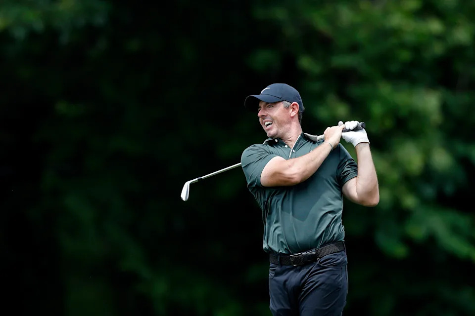 Si Woo Kim celebrates his hole-in-one during the 2025 PGA Championship at Quail Hollow.