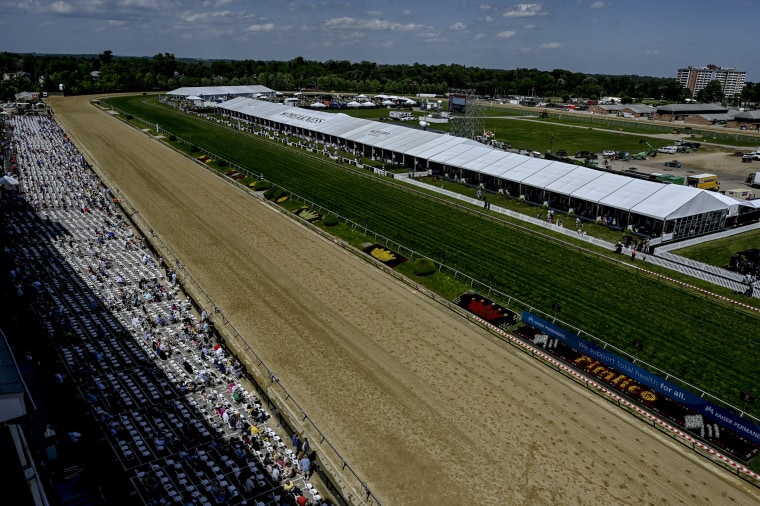 Kentucky Derby winner Sovereignty at Churchill Downs before skipping the Preakness