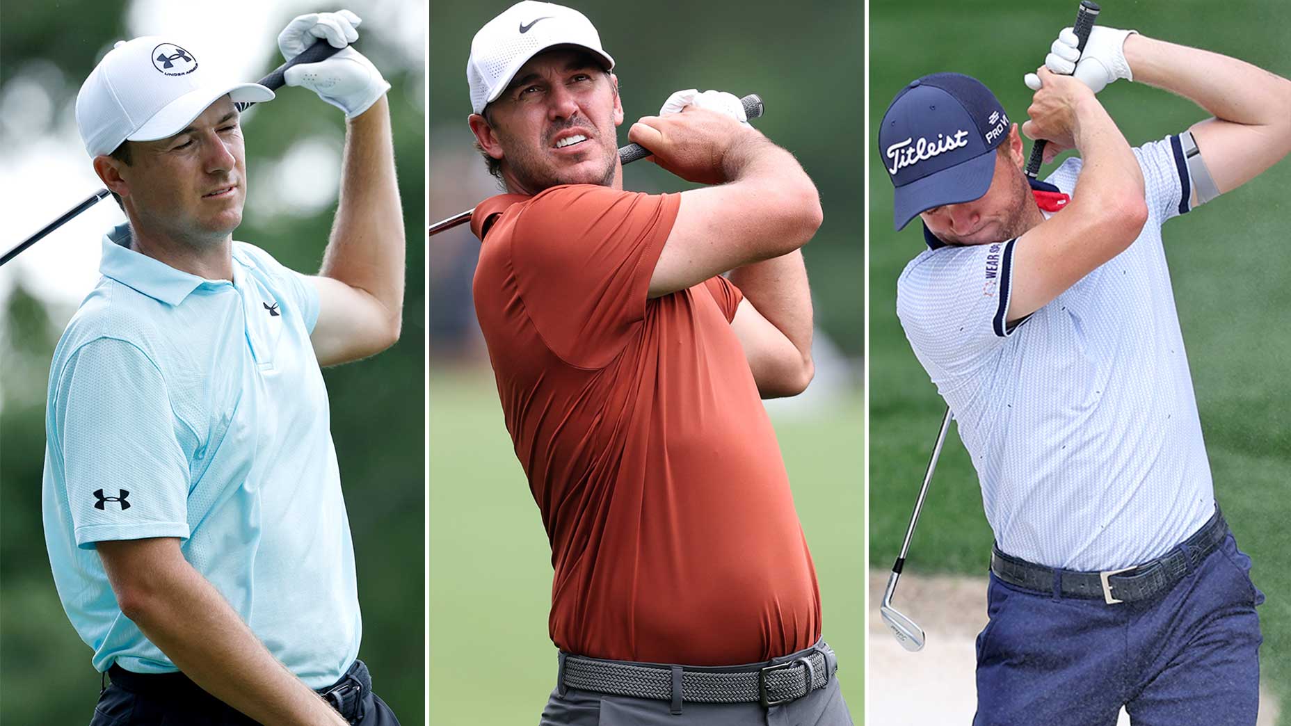 Jhonattan Vegas swings during the PGA Championship; vegas golfer leads the field