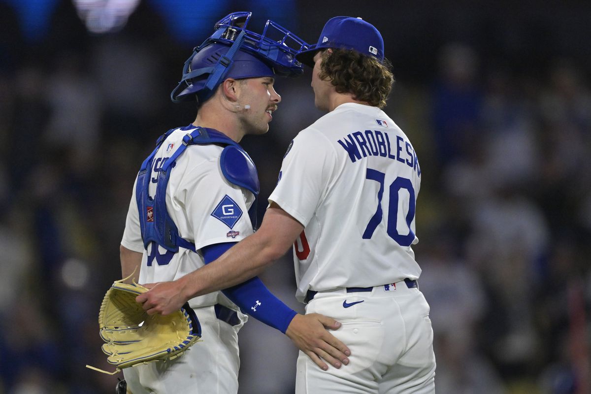 Ryan Loutos pitching for the Dodgers