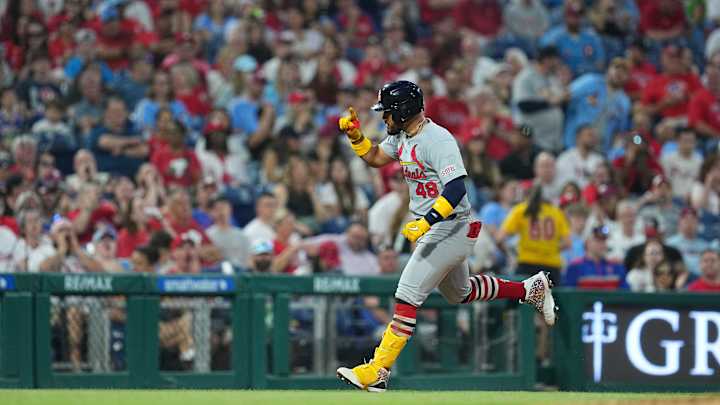 Ivan Herrera catching for the St. Louis Cardinals