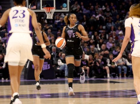 Julie Vanloo with the Valkyries in the WNBA