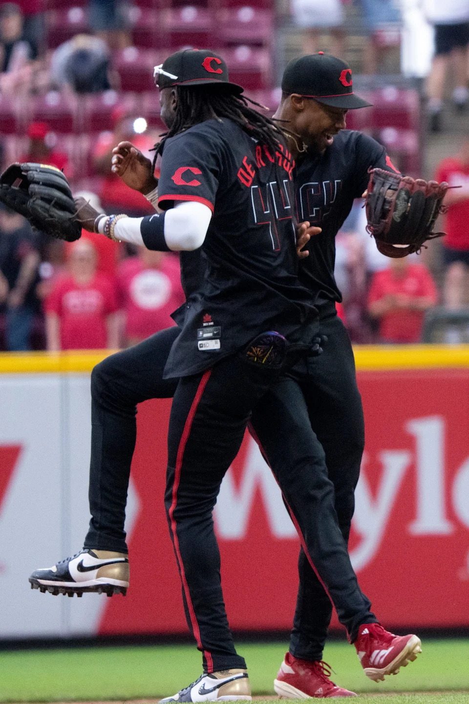 Will Benson celebrates three-run homer against Guardians
