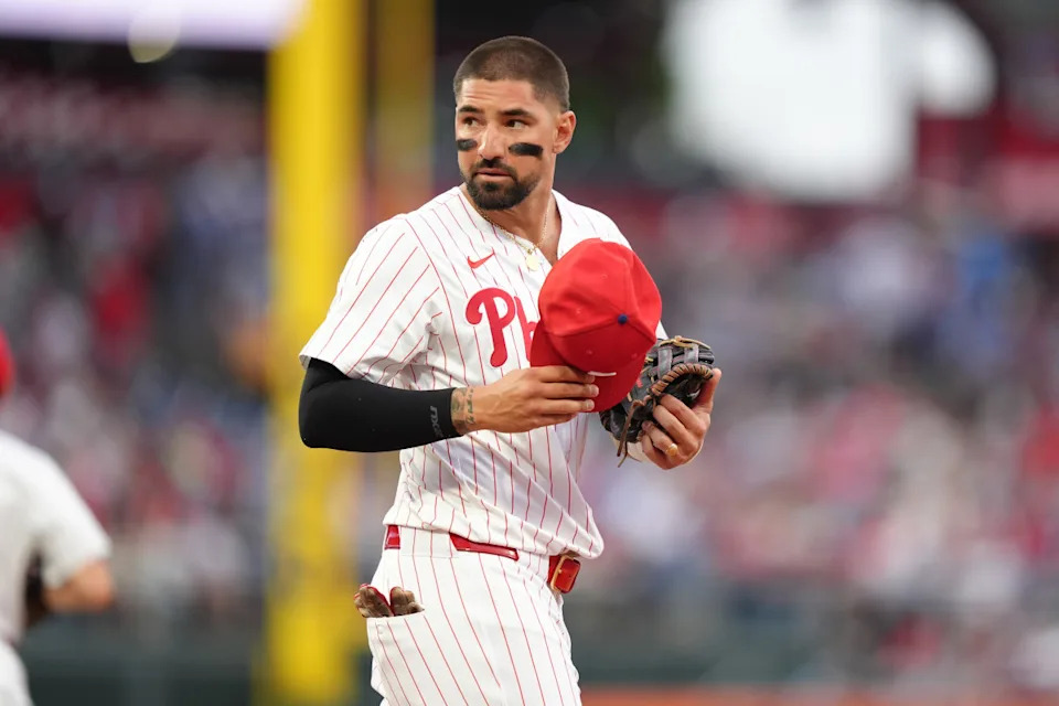 Nick Castellanos on the field during a Phillies game