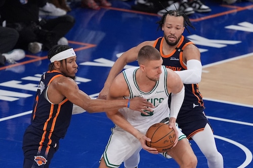 Kristaps Porzingis during the 2025 NBA playoffs