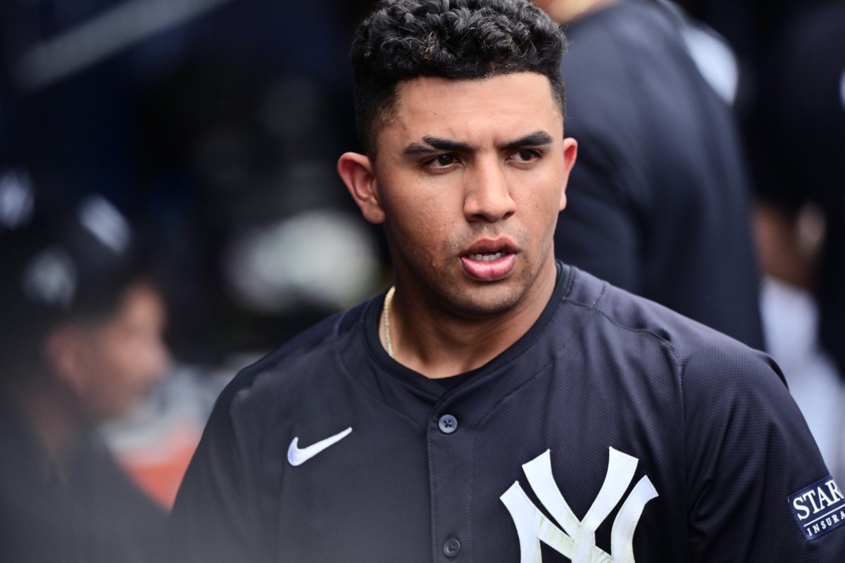 Oswald Peraza preparing for a game with the Yankees