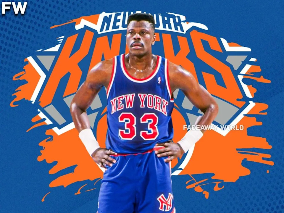 Patrick Ewing during an NBA game, showcasing his iconic playing style