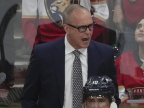 Craig Berube strategizing for the Maple Leafs during the 2025 NHL Playoffs