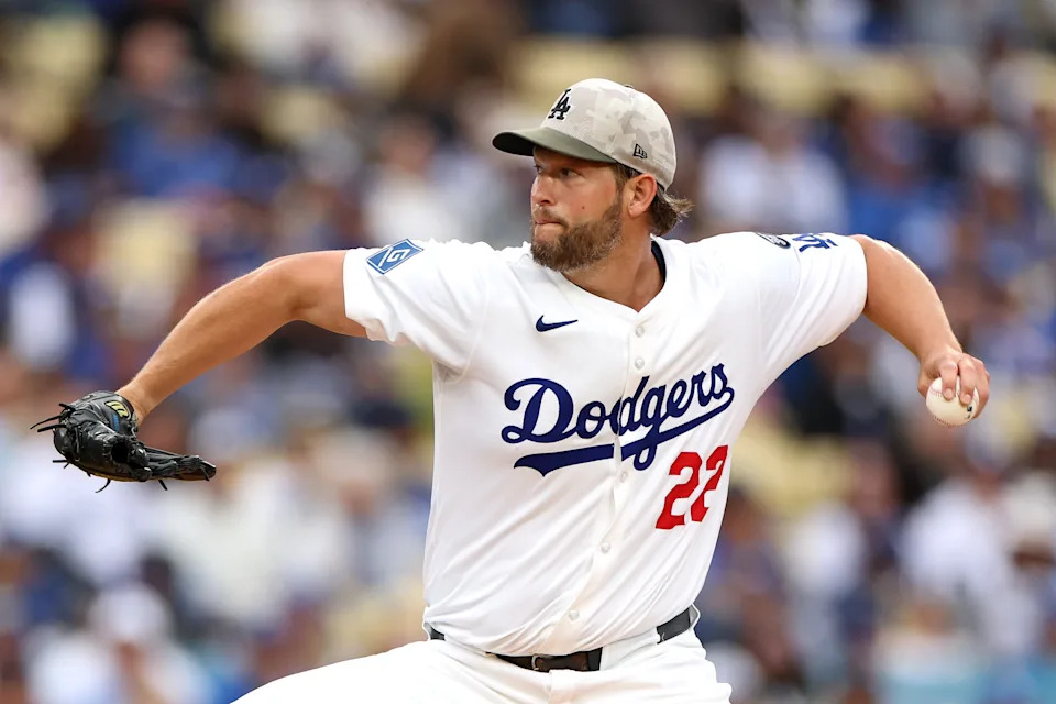 Clayton Kershaw delivers a pitch in his season debut for the Dodgers.
