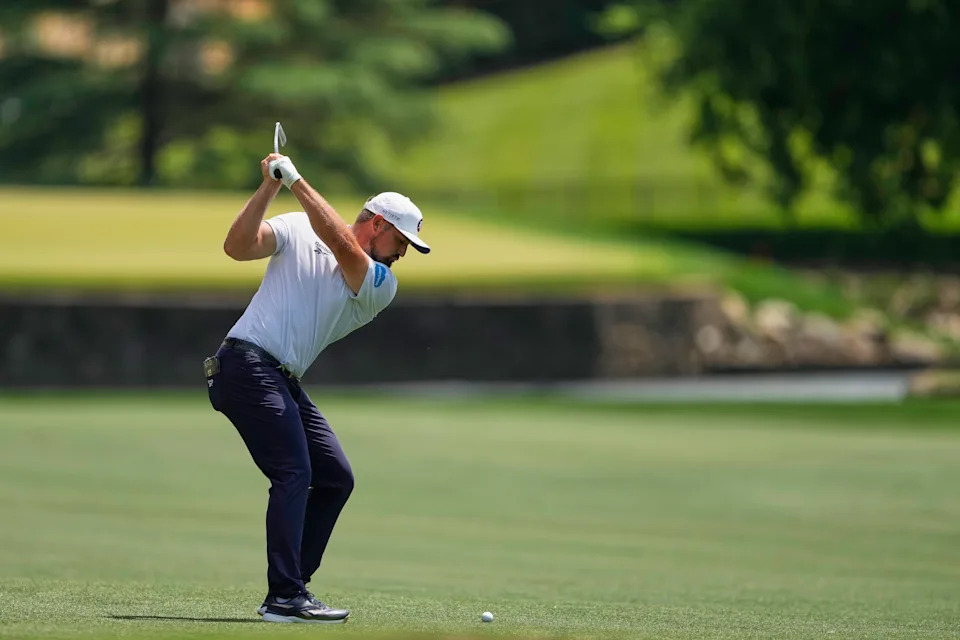 Bryson DeChambeau looks on after a tough round at Quail Hollow, PGA Championship 2025