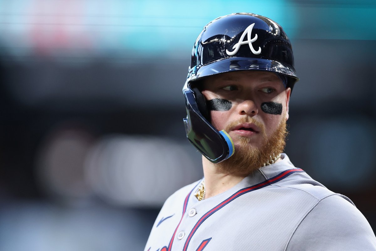 Alex Verdugo patrolling the outfield for the Atlanta Braves
