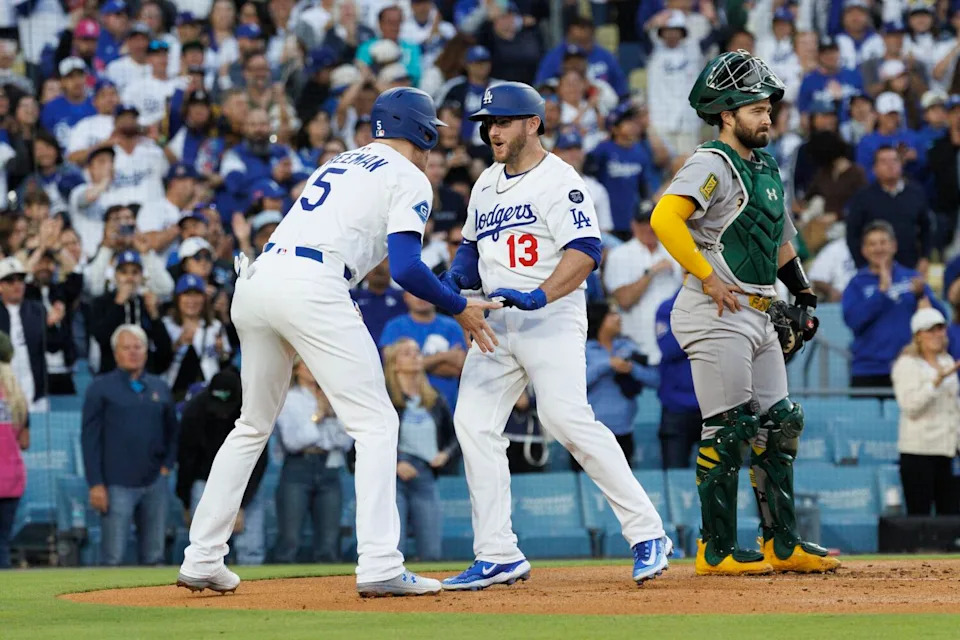 Shohei Ohtani celebrates after a home run, showcasing the latest Dodger score excitement at Dodger Stadium