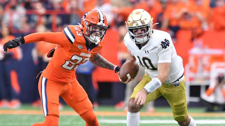 Justin Barron in action as a linebacker prospect for the Dallas Cowboys
