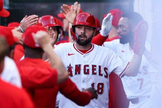 Zach Neto at bat for the Angels in a 2025 MLB game