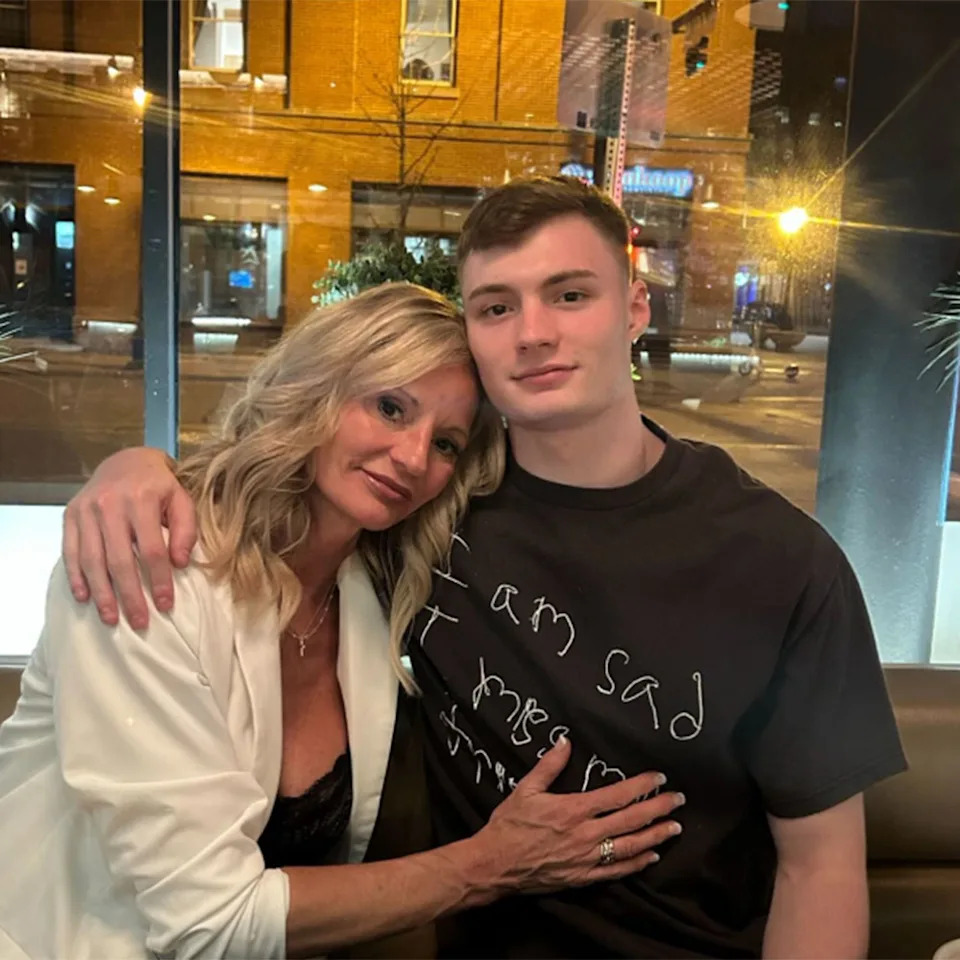 Christian Braun plays for the Denver Nuggets, with his mother Lisa Braun supporting courtside