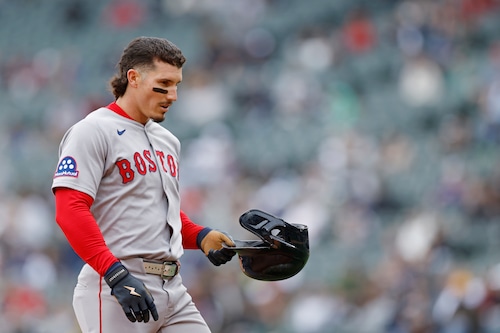 Jarren Duran at the plate during a Red Sox game in 2025