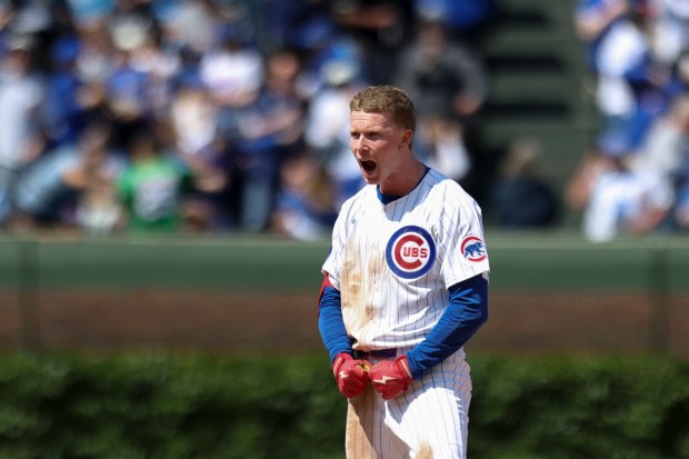 Colin Rea pitching for the Chicago Cubs during the Crosstown Classic series win over the White Sox
