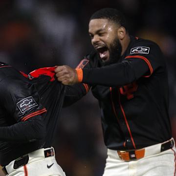 Los Angeles Angels celebrating victory at Dodger Stadium