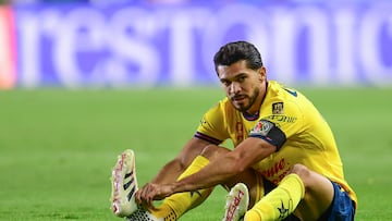 Club America players celebrate during a Liga MX match