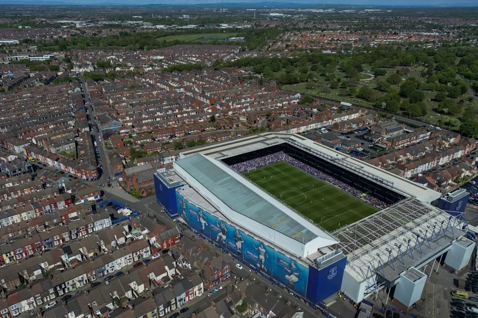 Goodison Park under the lights during a Premier League match