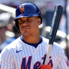 Juan Soto at bat during a 2025 MLB game, highlighting juan soto stats
