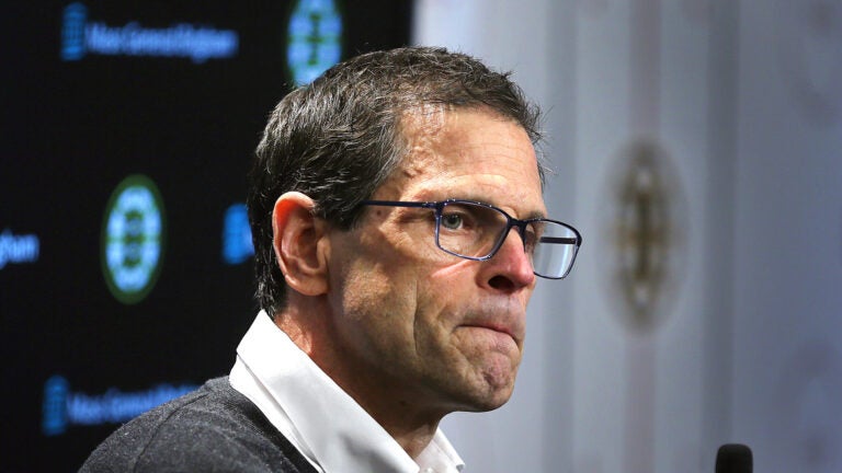 Don Sweeney during a Boston Bruins press conference